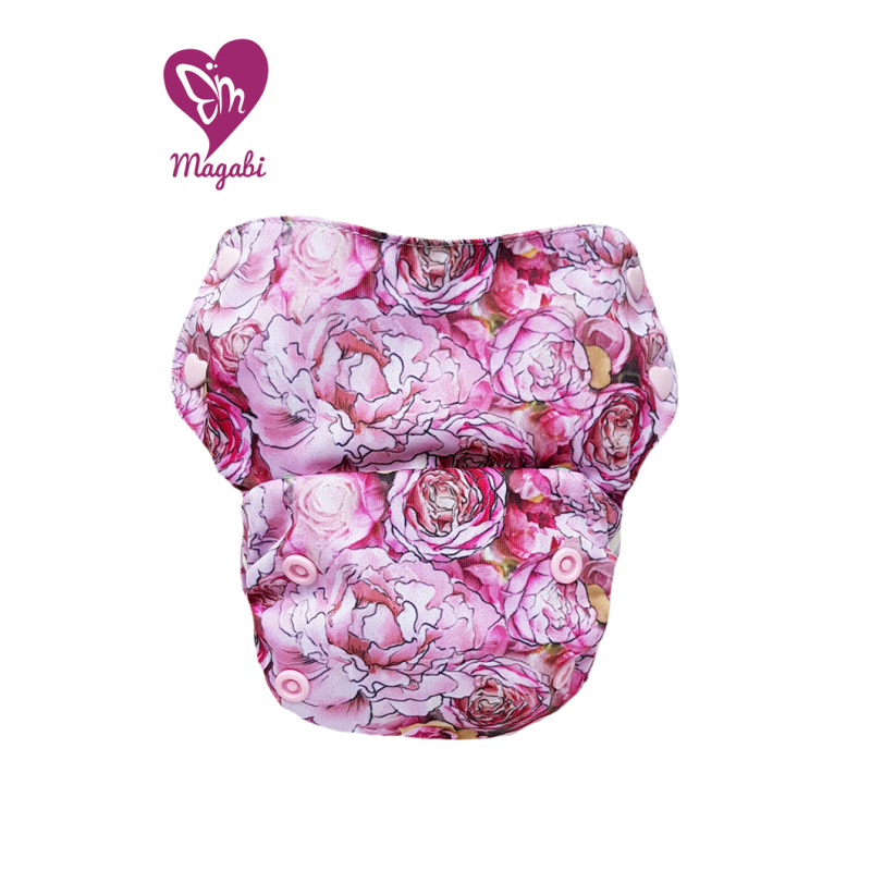 Magabi AIO L (12-18kg), wkład bawełna-konpie bez stay dry, Peonie